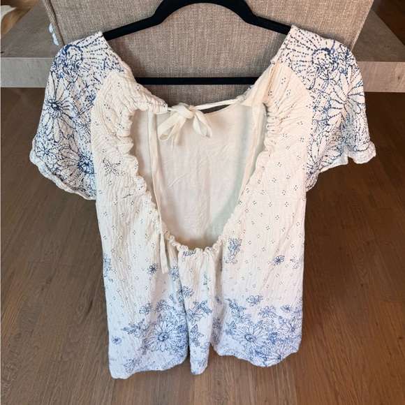 White Floral Free People Sz Medium Dress - Blue Print - Picture 2 of 3